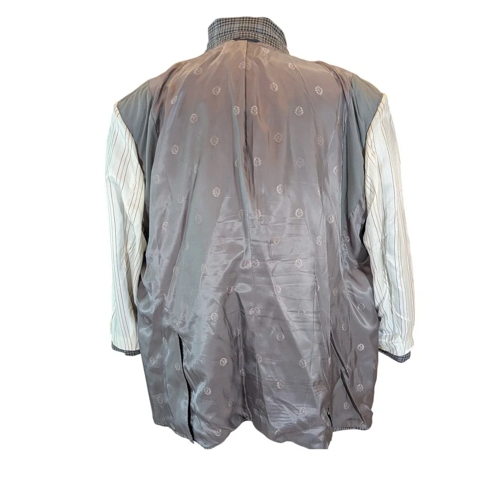Ralph Lauren Executive‎ Silk Wool Glen Plaid Sport Coat Blazer Grey Blue 54R